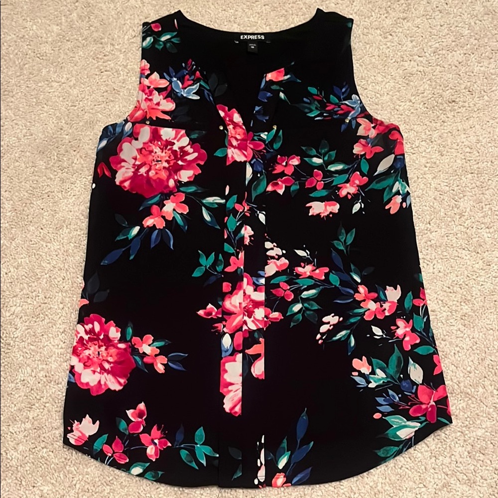 Express Floral Sleeveless Blouse